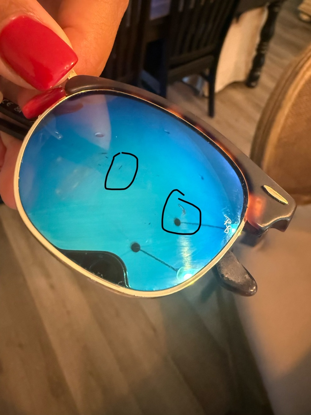 Ray-Ban Brown Frame Sunglasses with Blue Mirrored Lenses - Picture 2 of 2